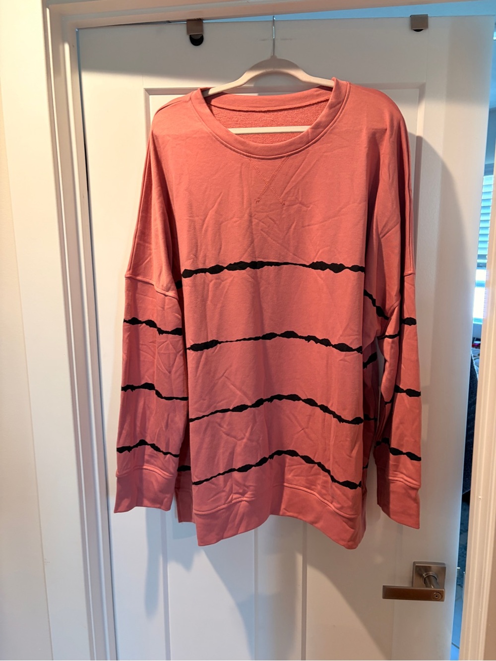 Oversized Women’s Plus Size 5x Coral Pink Stripe Pullover